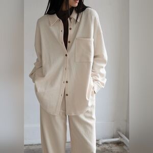 OAK + FORT Oversized Knit Shirt Oatmeal XS